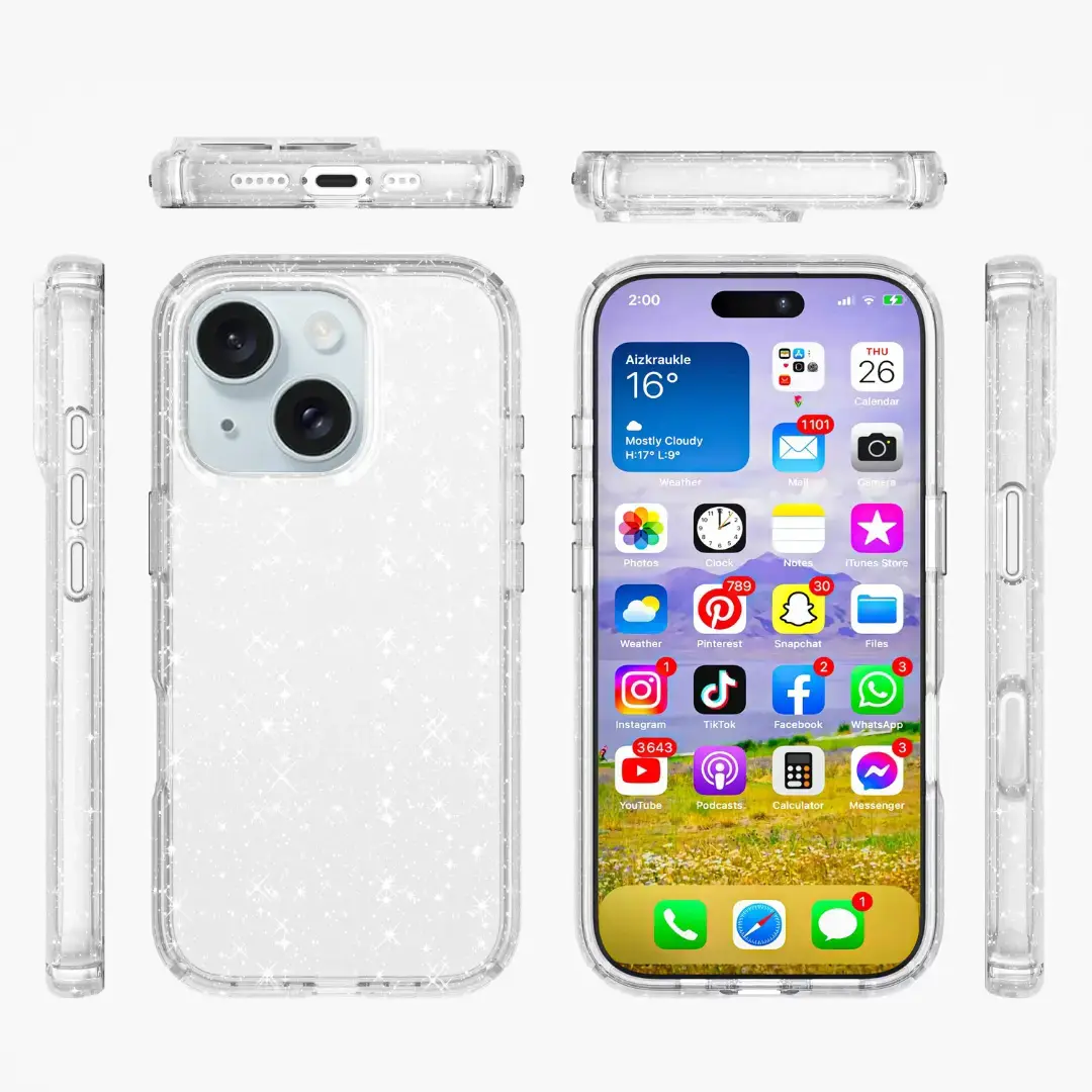 iPhone 15 Fleck Glitter Case Clear